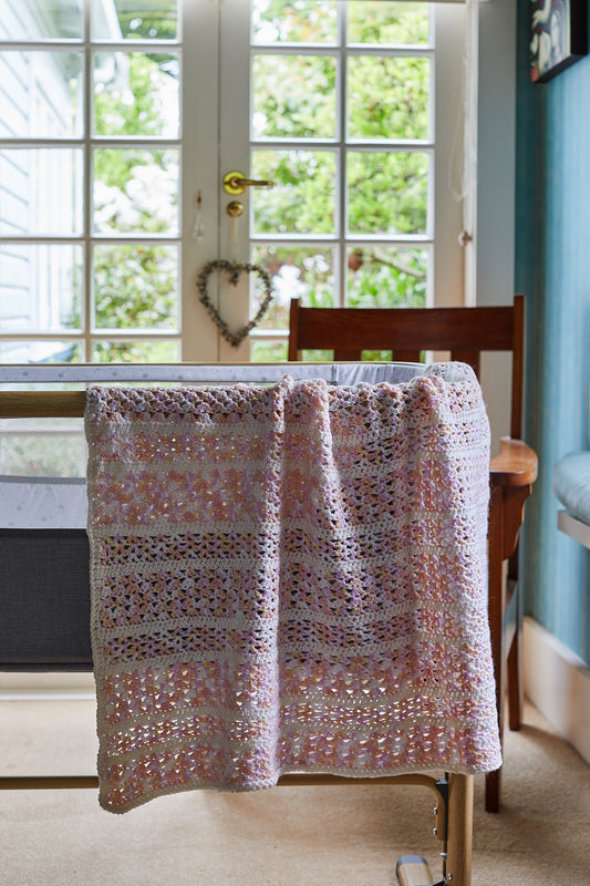 Pink, Peach and Cream Crocheted Blanket image 0