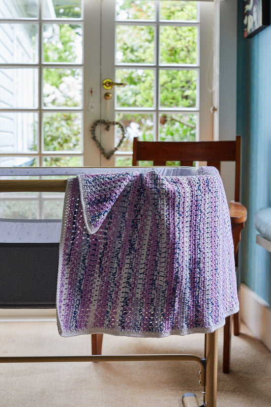 Purple with Blue Speckle Wool Crocheted Blanket image 0