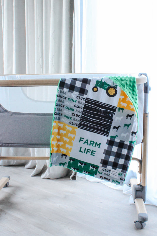 Farm Life Green/Yellow Premium Minky