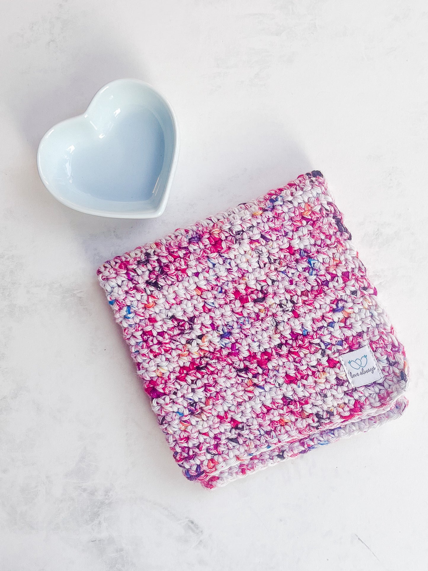 Pink Speckled Crochet Washcloth